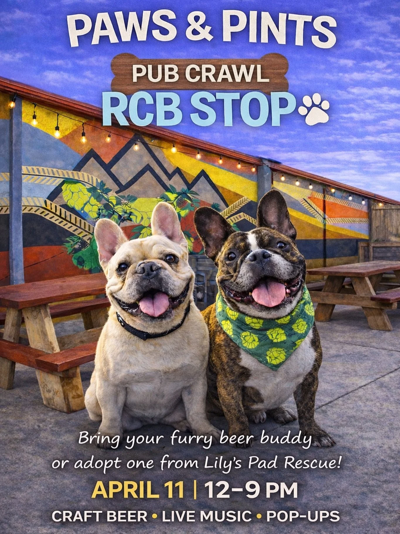 𝐇𝐈. 𝐘𝐄𝐒. 𝐈 𝐀𝐌 𝐓𝐇𝐄 𝐄𝐕𝐄𝐍𝐓. 🐶🍻

My human thinks they&rsquo;re taking me to a pub crawl&hellip;
&hellip;but really, I&rsquo;m taking them.

Welcome to
𝐏𝐀𝐖𝐒 &amp; 𝐏𝐈𝐍𝐓𝐒 &mdash; 𝐑𝐂𝐁 𝐒𝐓𝐎𝐏
𝐒𝐚𝐭𝐮𝐫𝐝𝐚𝐲, 𝐀𝐩𝐫𝐢𝐥 𝟏𝟏 |