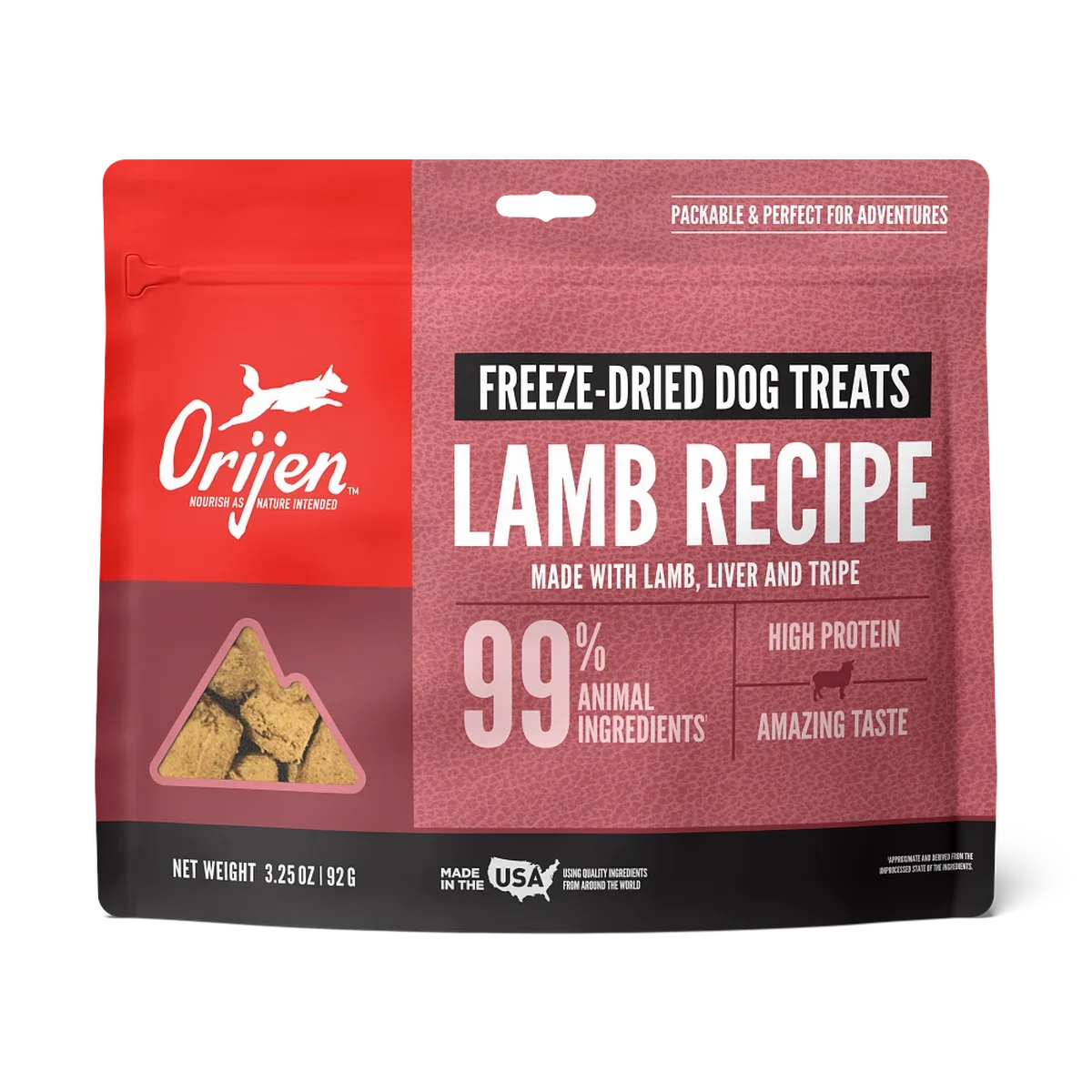 ORIJEN Freeze-Dried Lamb Recipe Dog Treats Front 3.25oz USA (1).webp