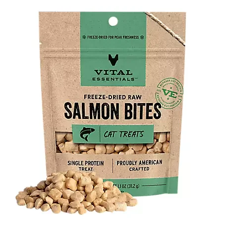 Vital Essentials Freeze-Dried Salmon Bites Cat Treats – 1.1 oz
