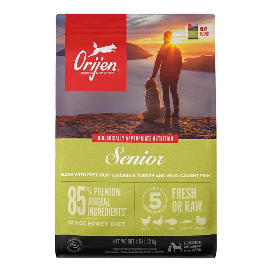 ORIJEN Senior Dry Dog Food, Grain Free Dry Dog Food for Senior Dogs, Fresh or Raw Ingredients, 4.5lb