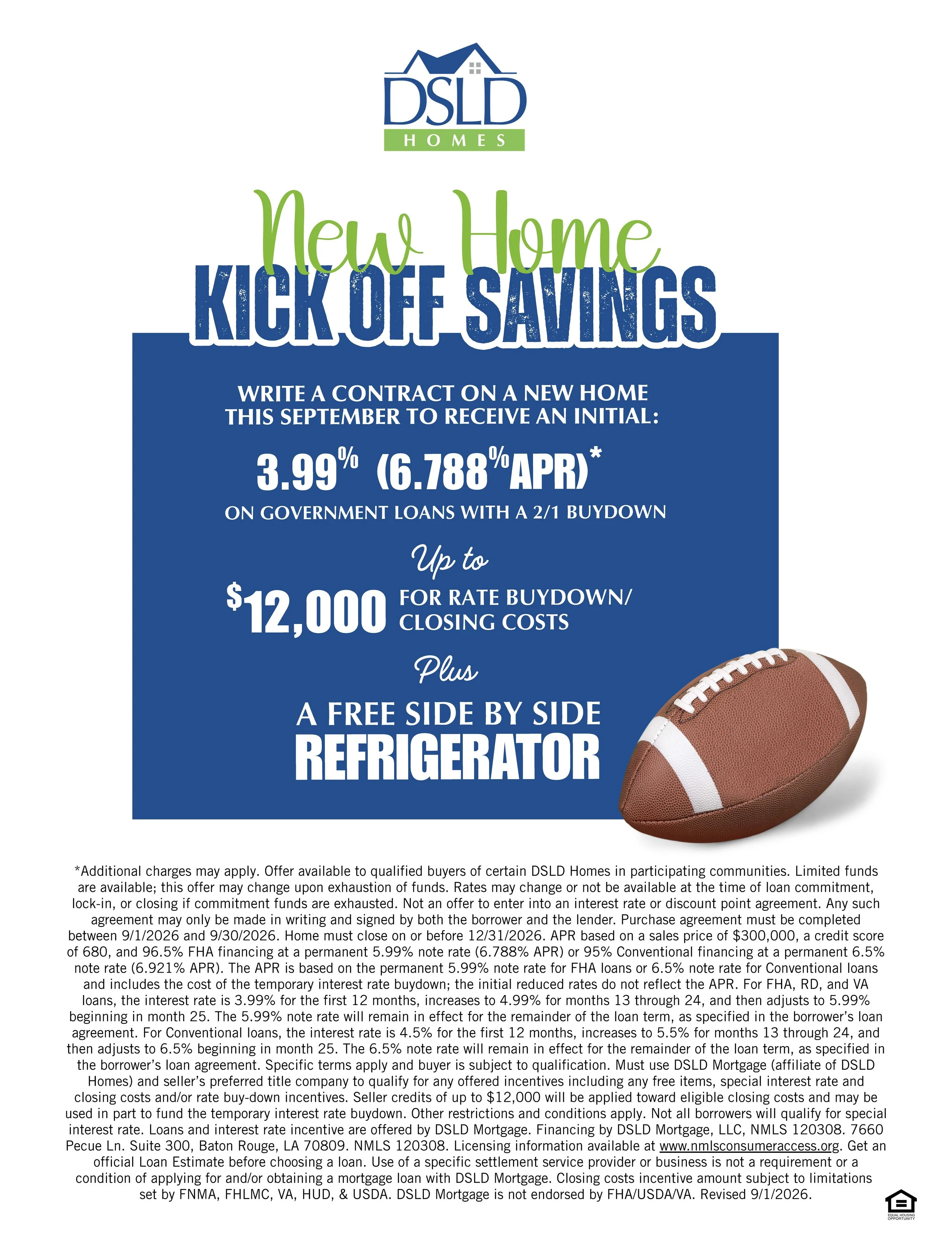 DSLD Homes September 2026 Incentives