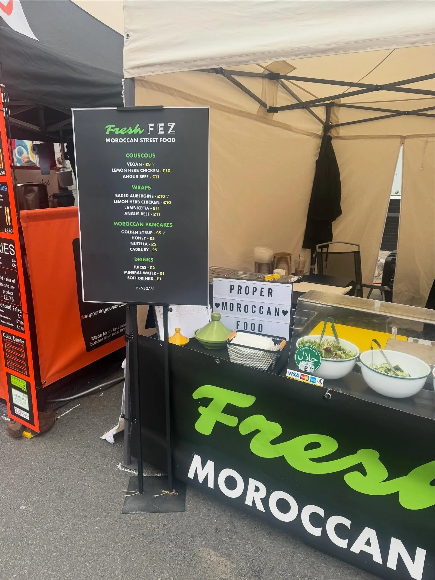 We are back at Leamington Autumn Market tomorrow - Sunday 19th October - with @cjseventswarks, where we will be serving our Moroccan street food! Please come by, even if it&rsquo;s just to say hi!