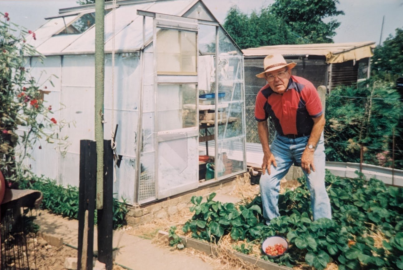My Granddad by his greenhouse