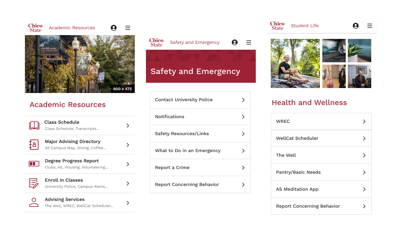 Screen templates showcasing a consistent layout for future development teams.