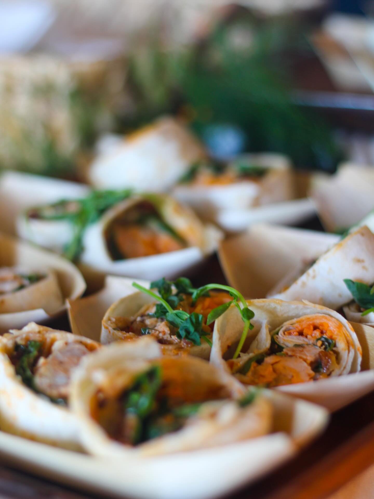 Elevated luncheon with our buffalo chicken pinwheels! 

Spicy buffalo chicken, crispy bacon, spinach, cheddar, sweet pepper jelly spread and fresh micros 🌶️🌿
