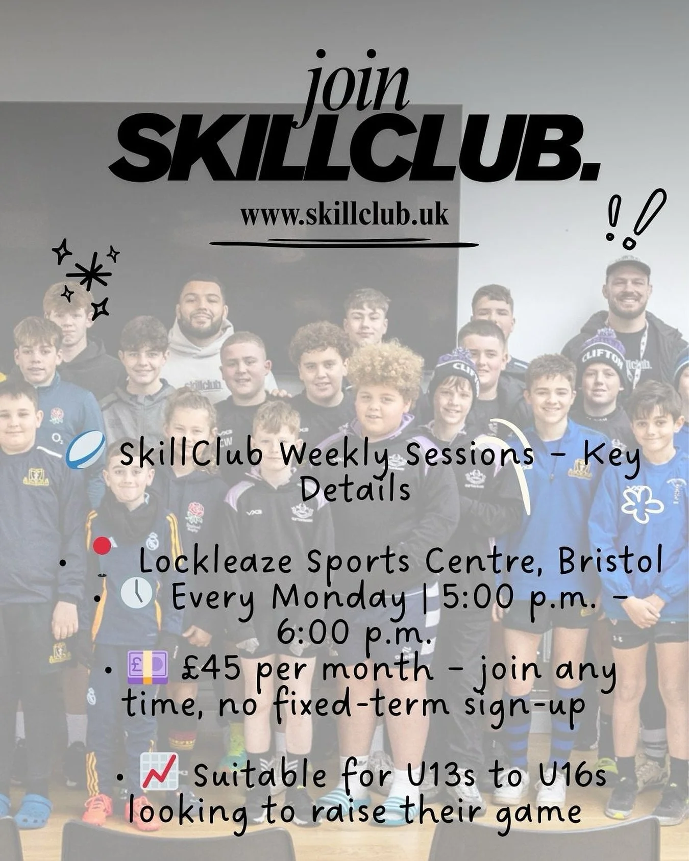New season. New Levels. 🏉 

Train with the pros at a new season with SkillClub 
Led by Mitch Eadie and Bristol Bears coach Andrew bell 

📍Lockleaze sports centre 
📅 Every Monday, 5-6pm 
💴 &pound;45/month 
🏉 U13s - U16s 

DM for more information 