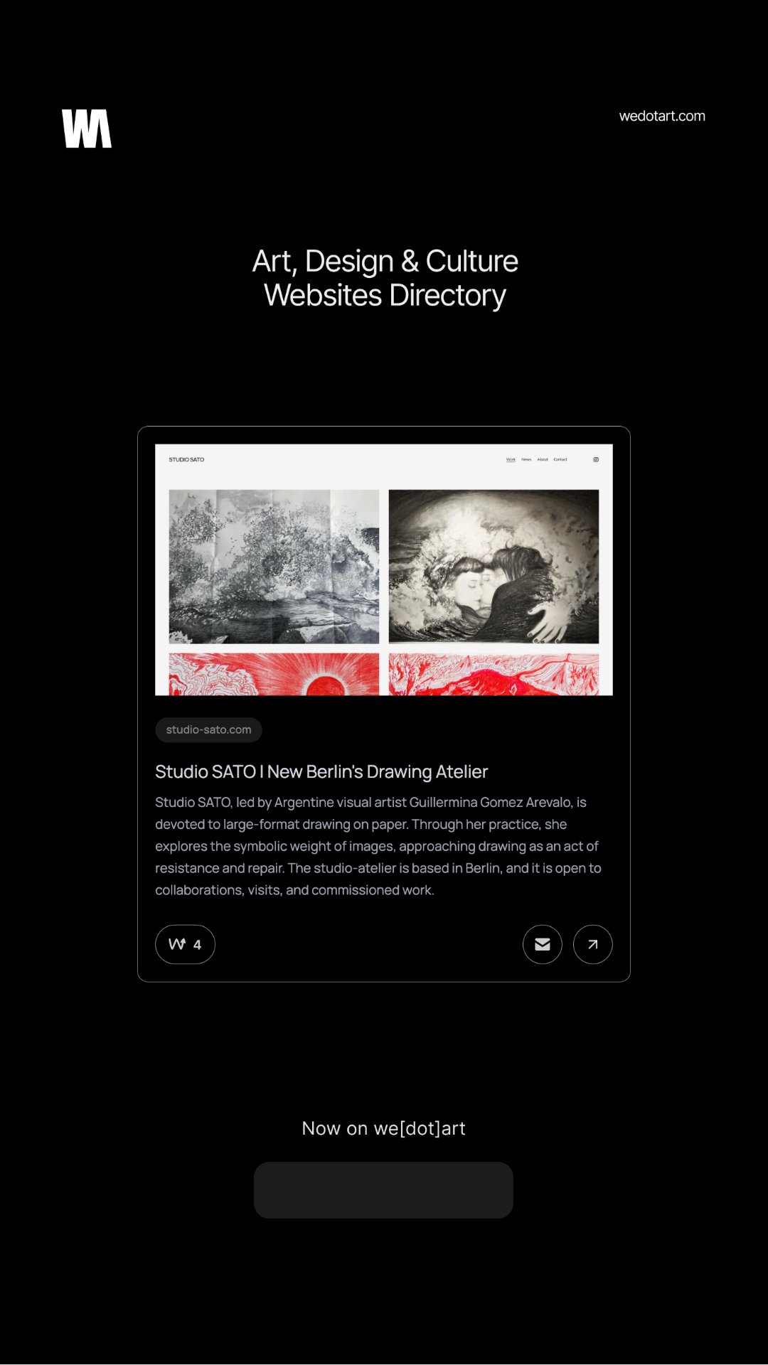 Studio SATO has joined we[dot]art, a curated creative directory featuring selected websites in Art, Design &amp; Culture. 