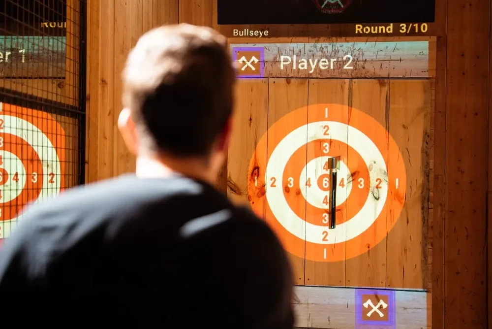 Player hitting a bullseye target