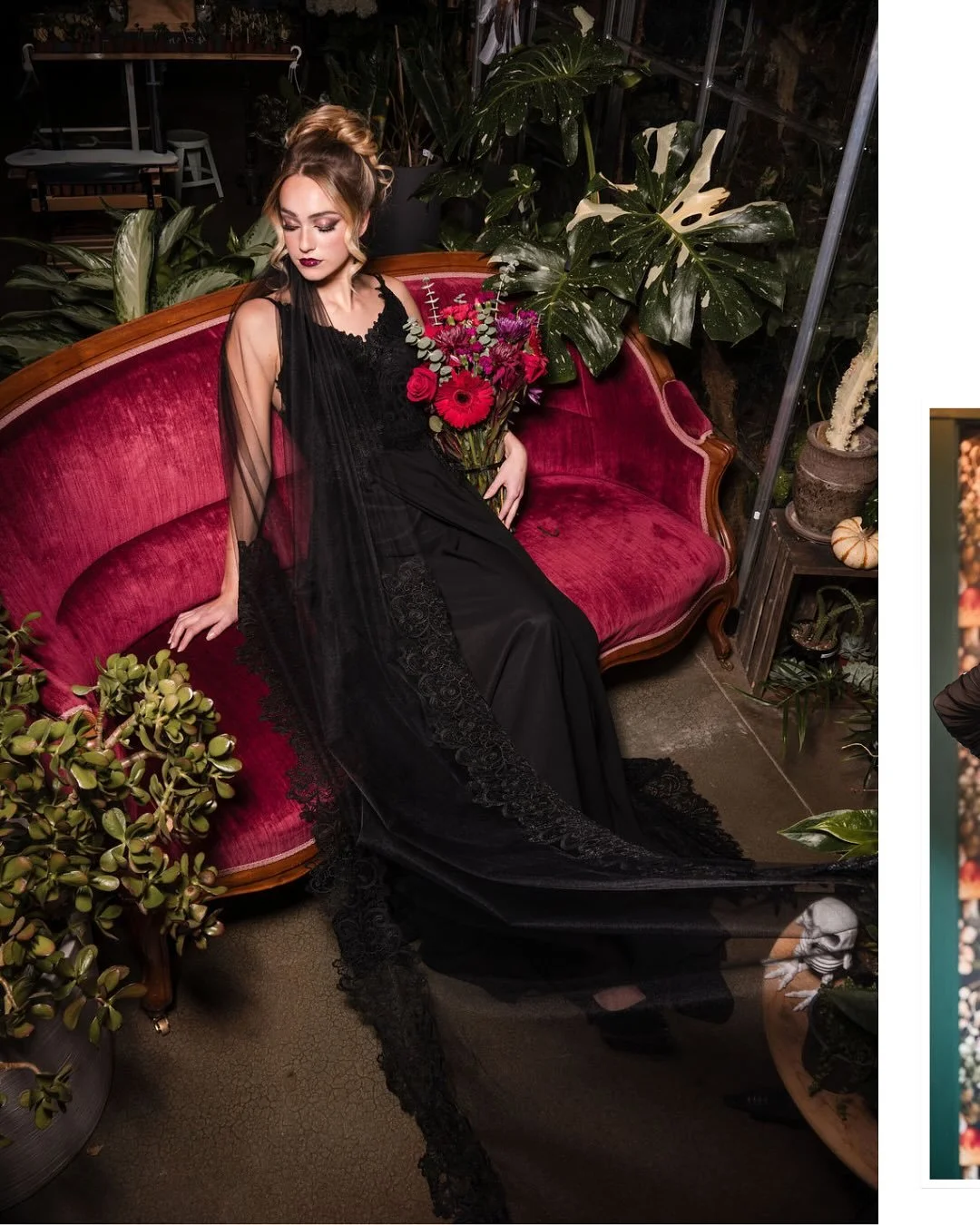 Dark romance but make it spooky 🖤

This one&rsquo;s for the girls who love a little drama. Styled with texture, shadow, and a black dress that did all the talking.

Planner @sageandroseweddingsco 
Photographer @okanagan_wedding_photographers @maxwel