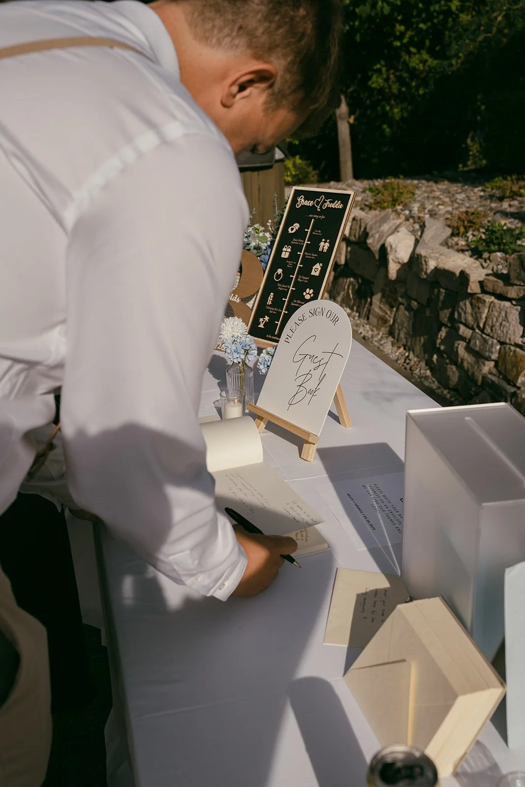 Signing the guest book