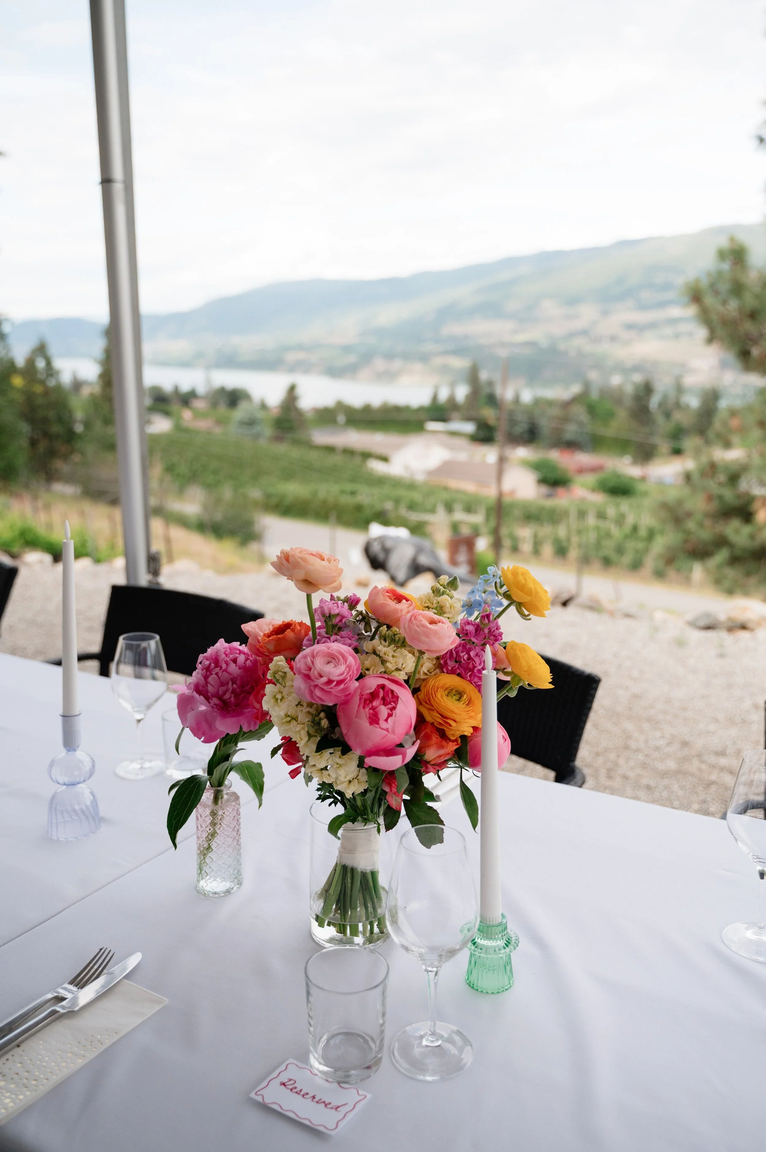 A colourful spring wedding tablescape 