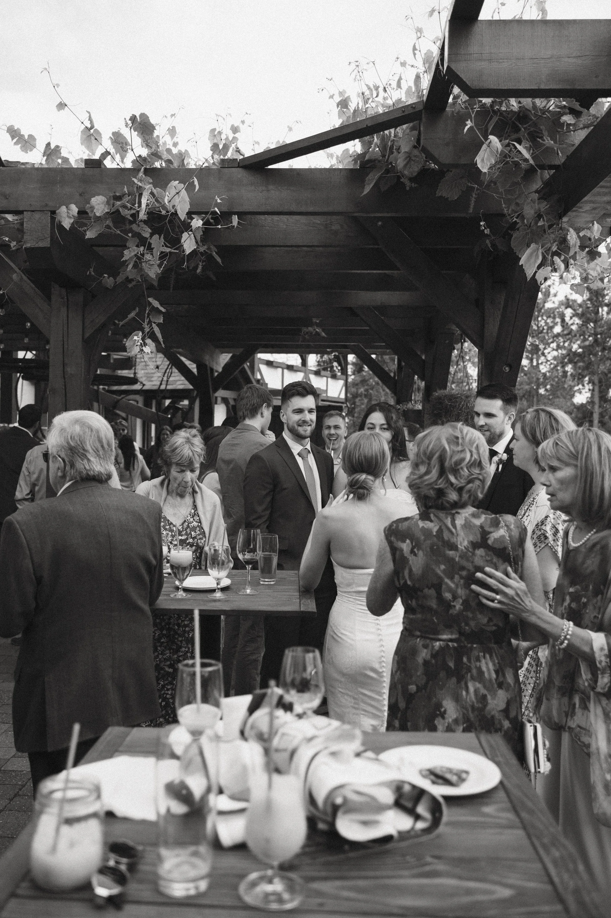 Guests mingling after the ceremony 