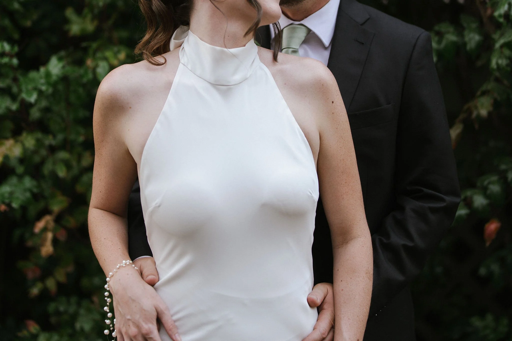 Cat & Cam sharing a quiet moment during their Lake Country wedding