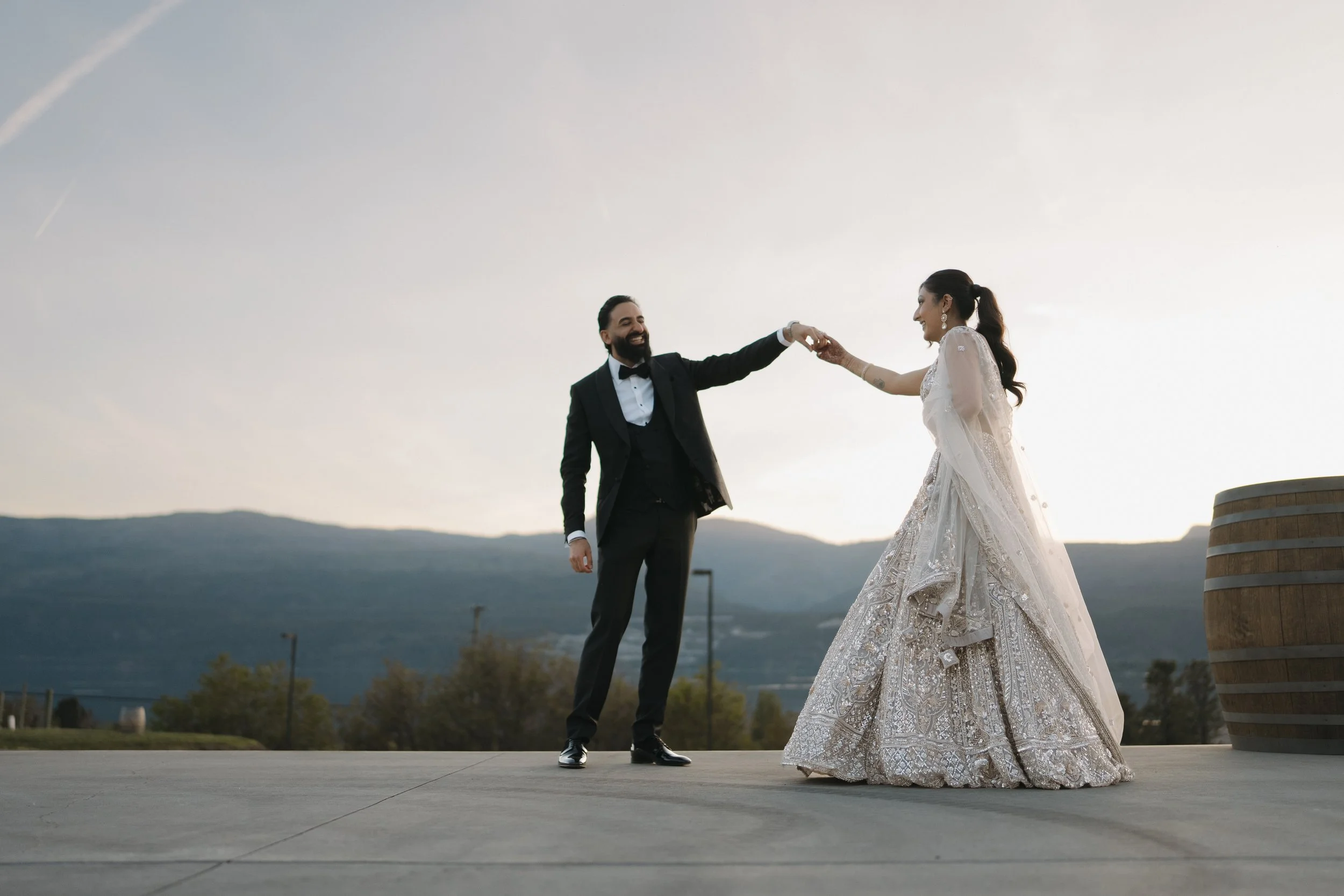 The newlyweds together at 50th Parallel Estate Winery