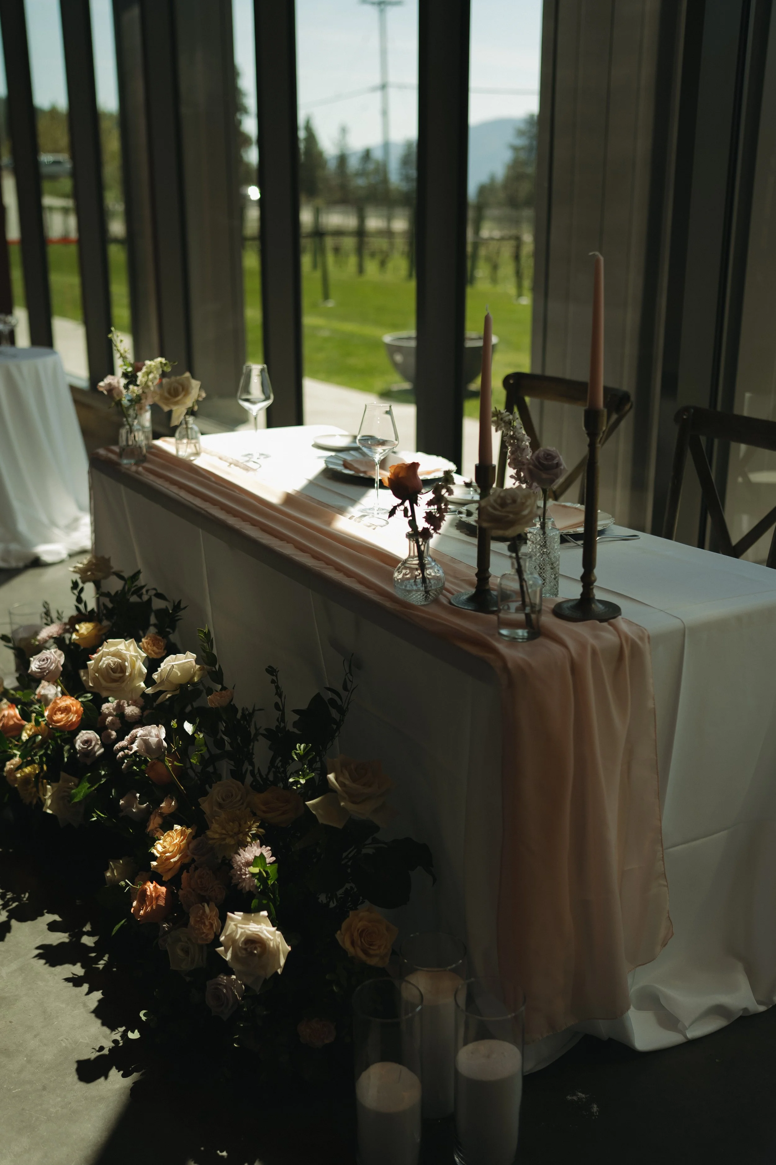 The winery reception space ready for Reena & Nov’s celebration