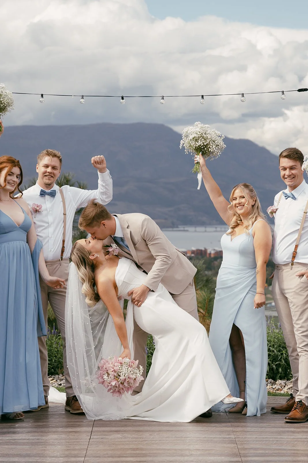 Private estate wedding with rolling Okanagan hills in the distance