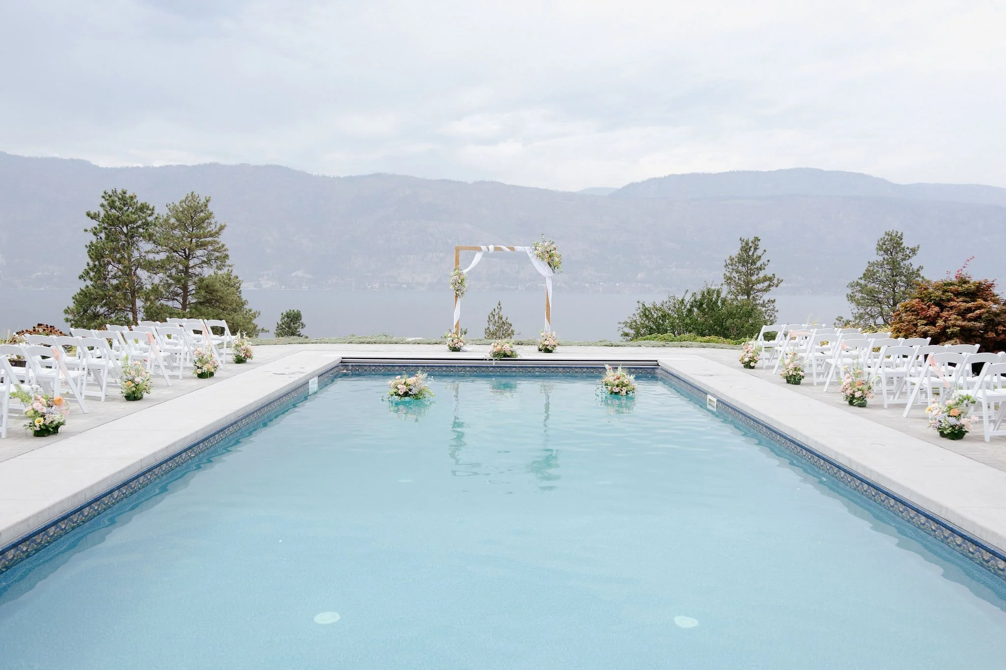 Lakeside wedding ceremony at a private Lake Country property