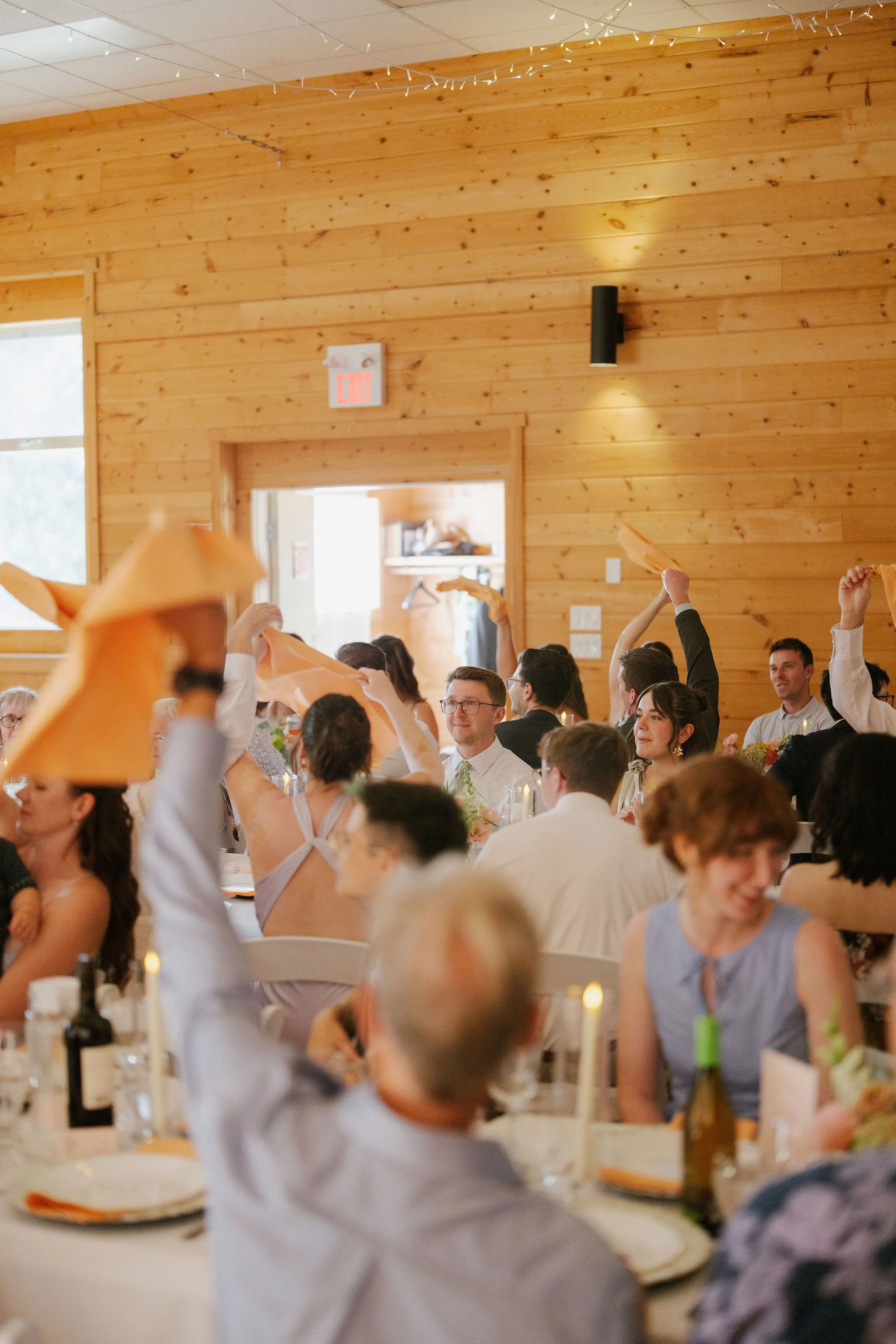 Wedding guests celebrating at Okanagan Centre Hall