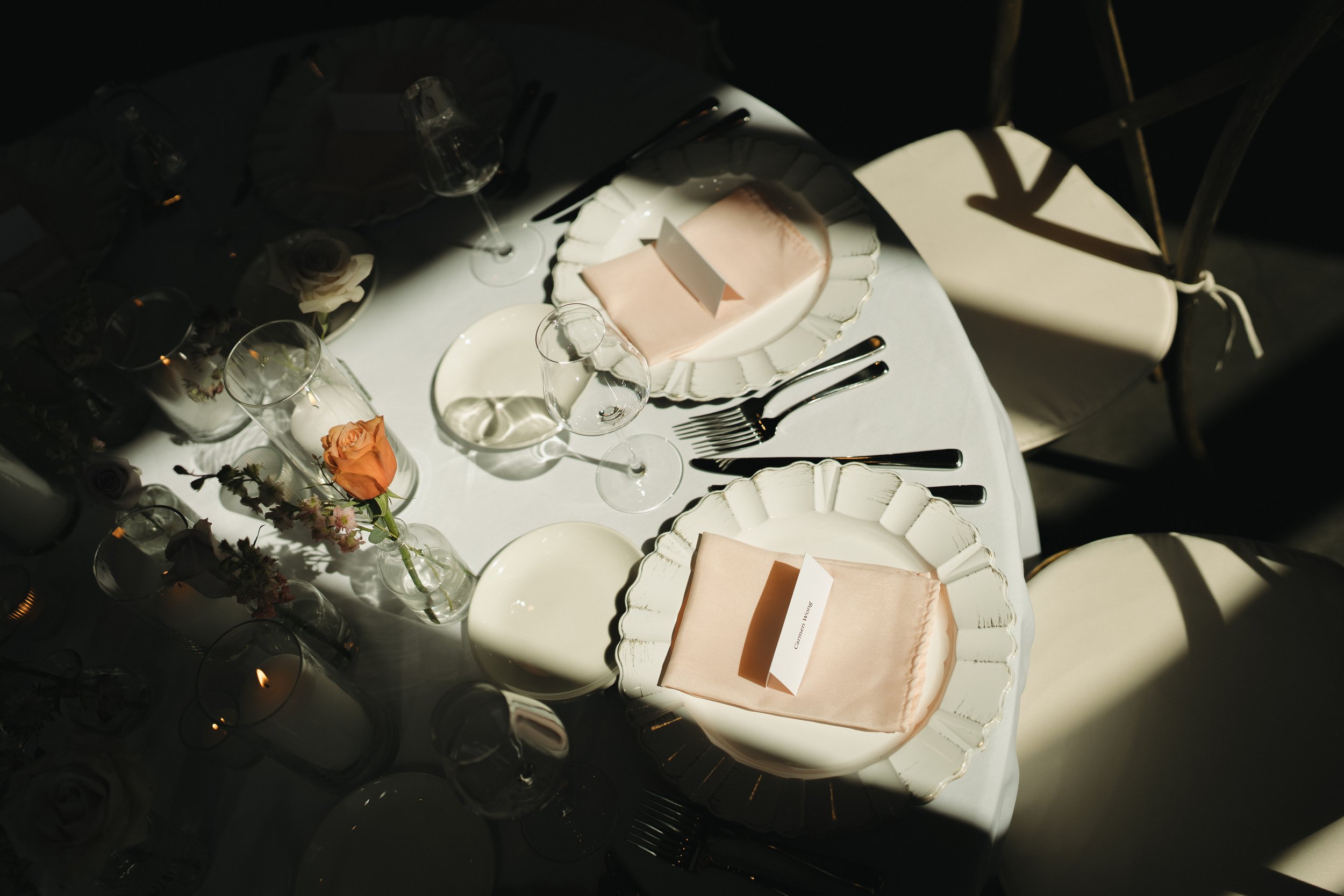 Reception details at 50th Parallel Estate Winery in the Okanagan