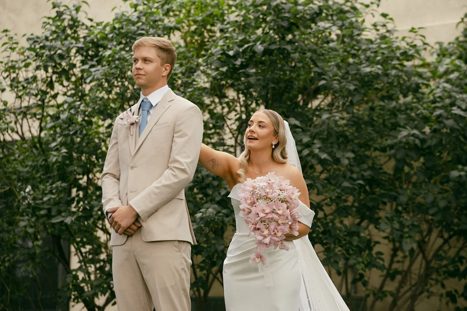Couple about to share their first look