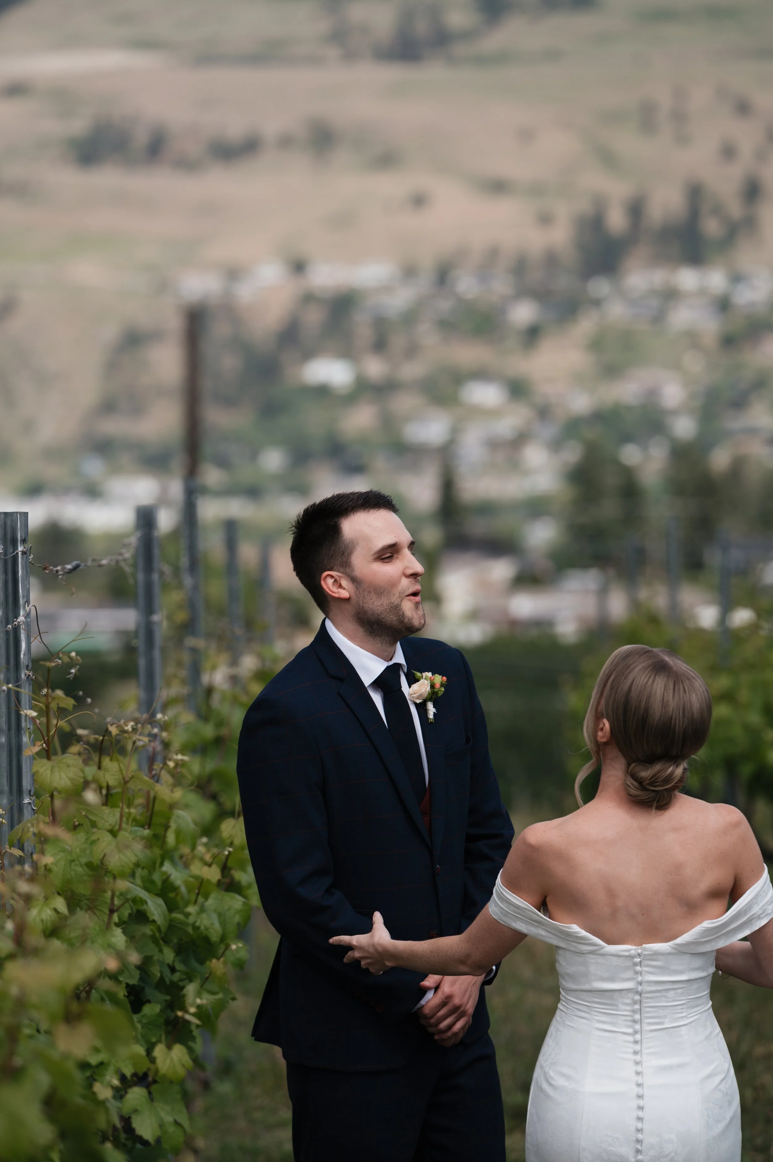 Groom's reaction to the first look