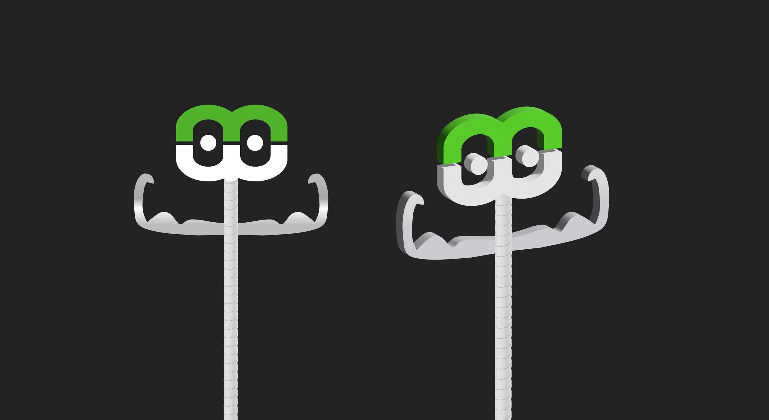 Two Mop Ace branded handheld pepper spray devices with green and white designs against a dark background.