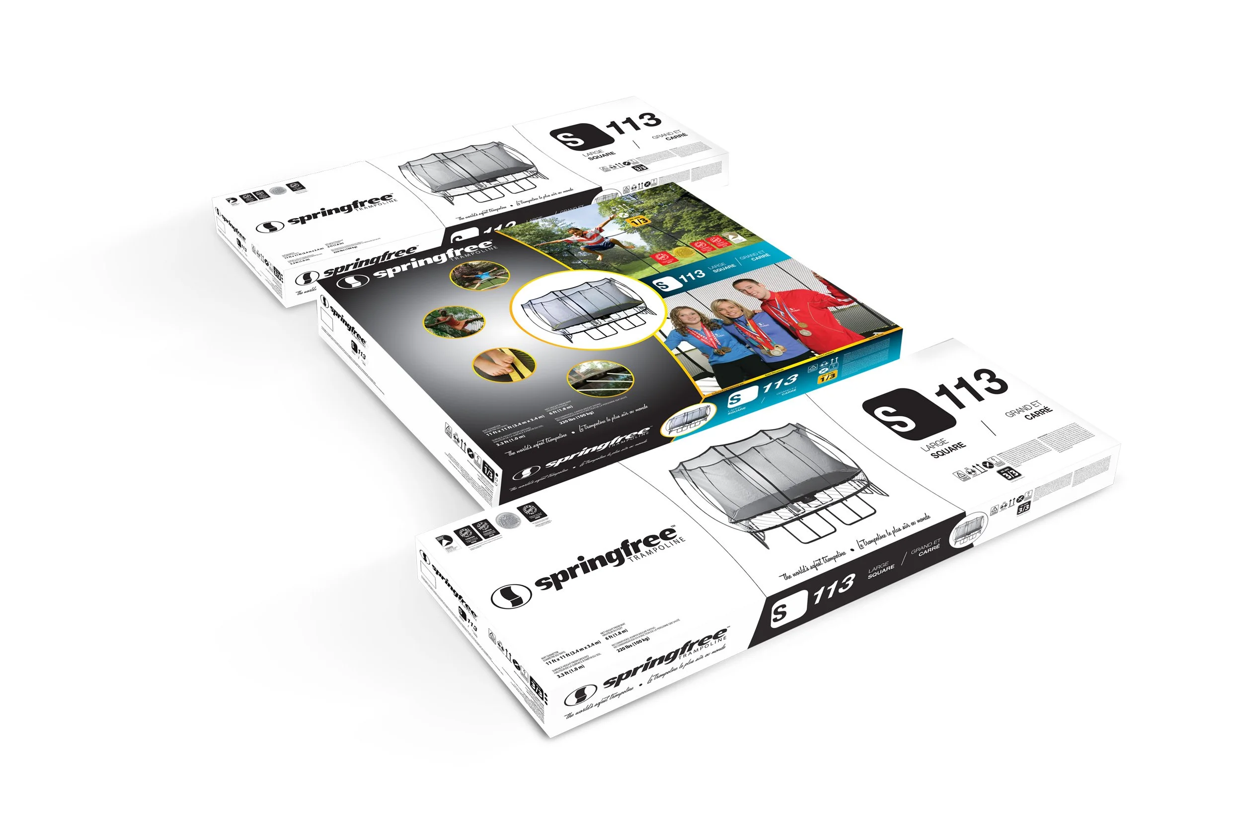 Springfree Trampoline S113 Large Square Packaging Design