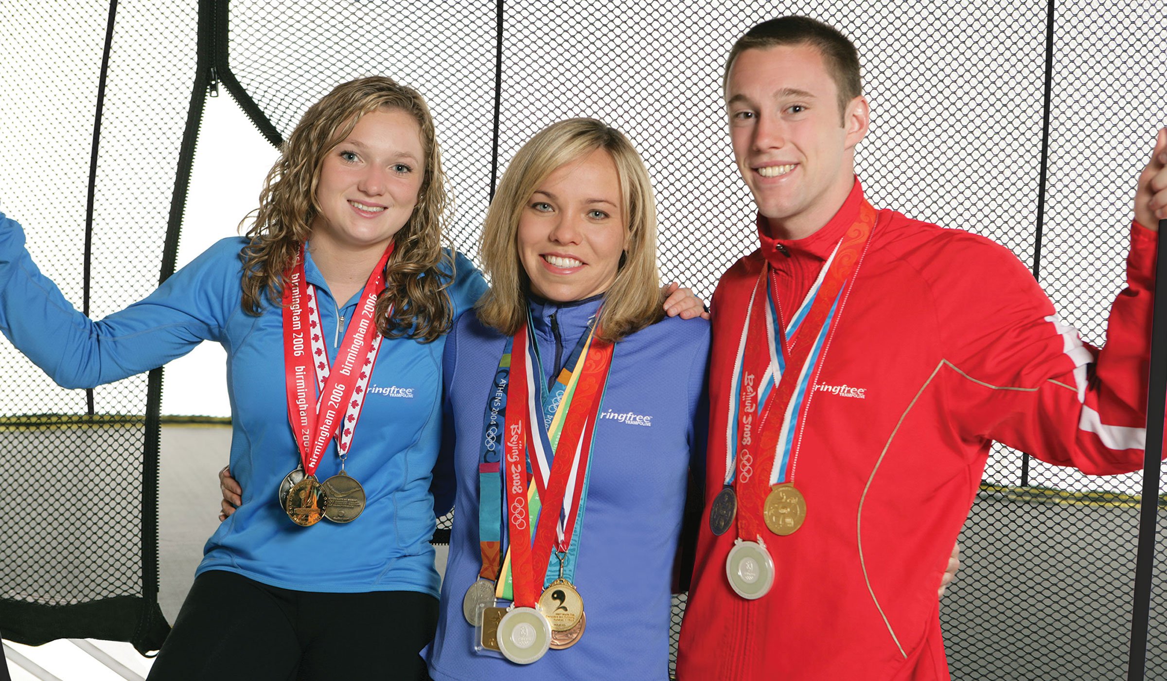Rosie MacLennan, Karen Cocburn, Jason Burnett with Olympic Medals