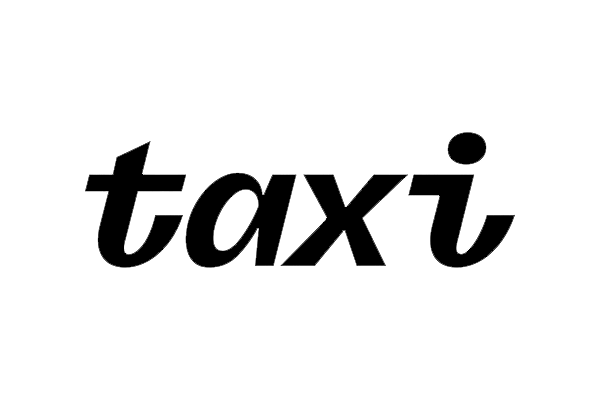 The word "taxi" in a stylized script font.