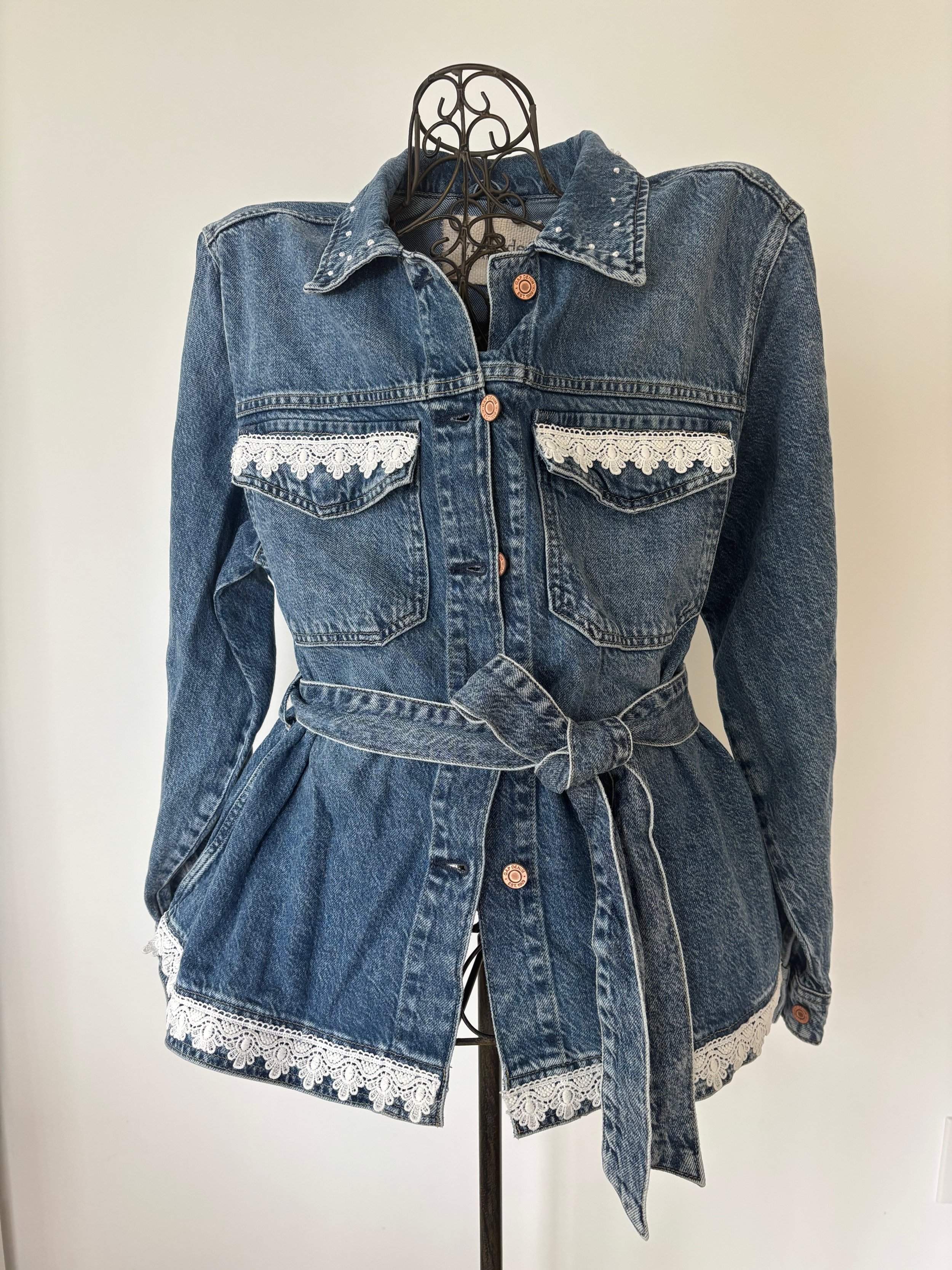 Denim Jacket w/ Belted Waist