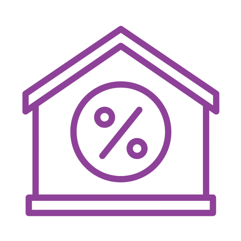Icon of house with percentage sign on front