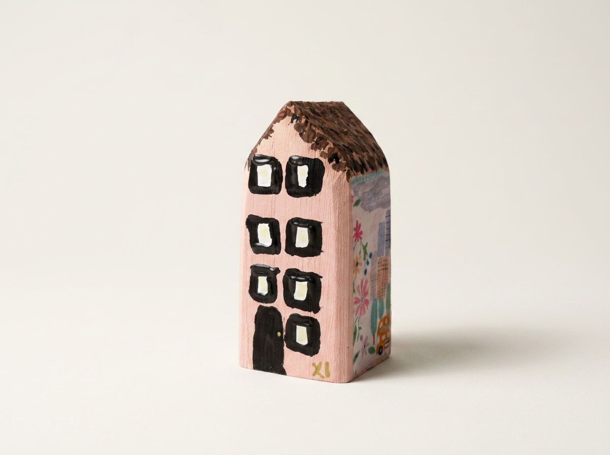 Pink house with the address written as XI