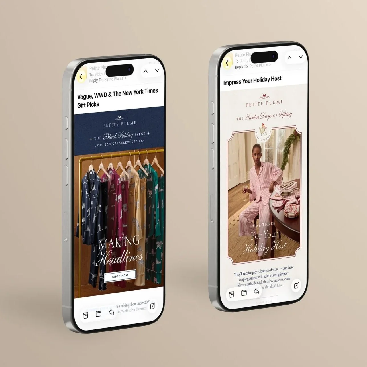 Petite Plume: BFCM & 12 Days of Gifting Email Campaigns