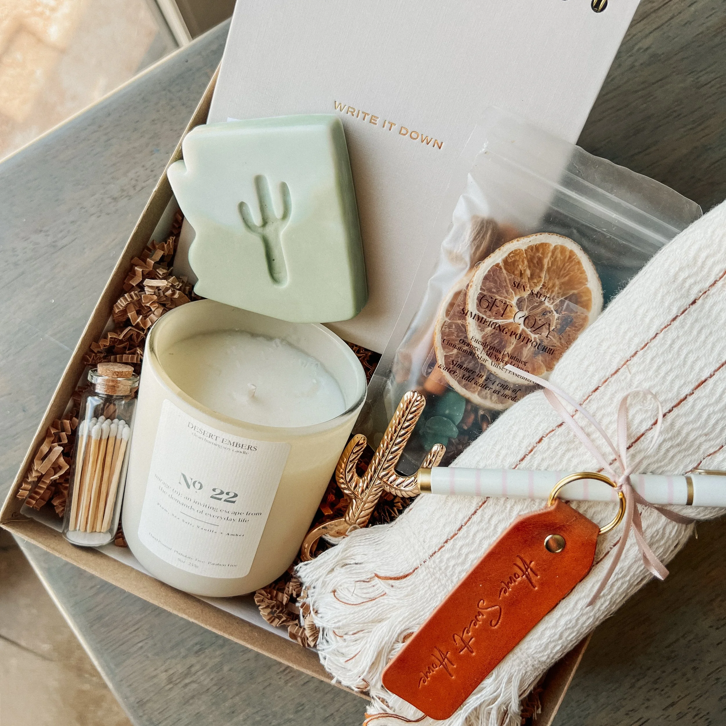 Our “Home Sweet Home" desert themed gift box is a thoughtful way to celebrate a new home, offer congratulations, or simply bring someone comfort and warmth.