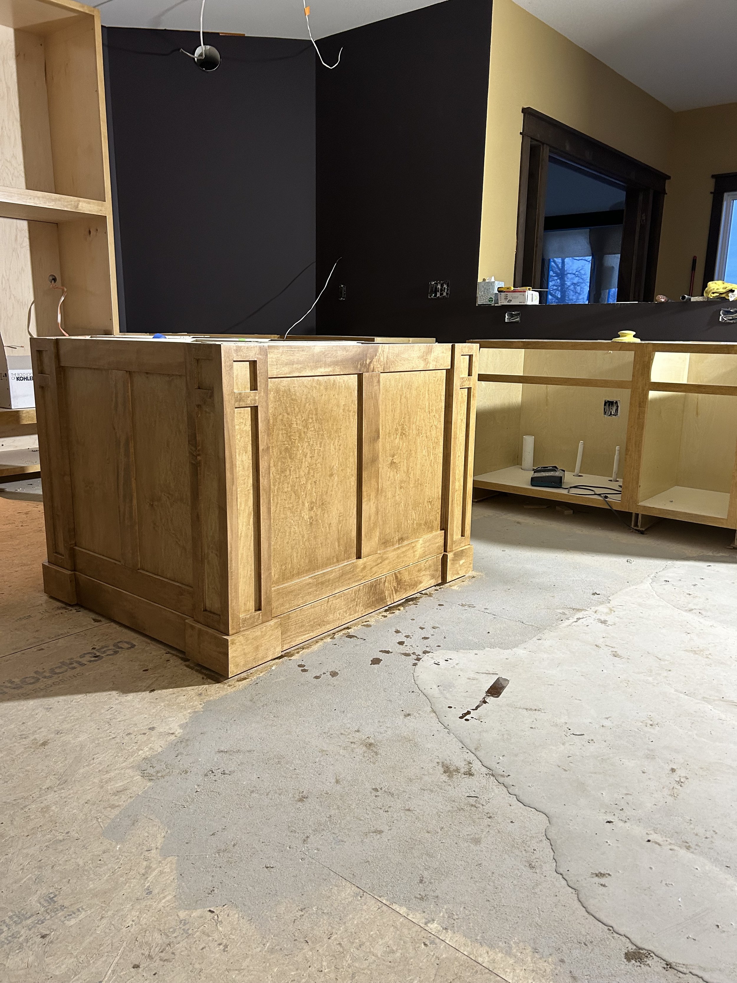 Craftsman-style maple island