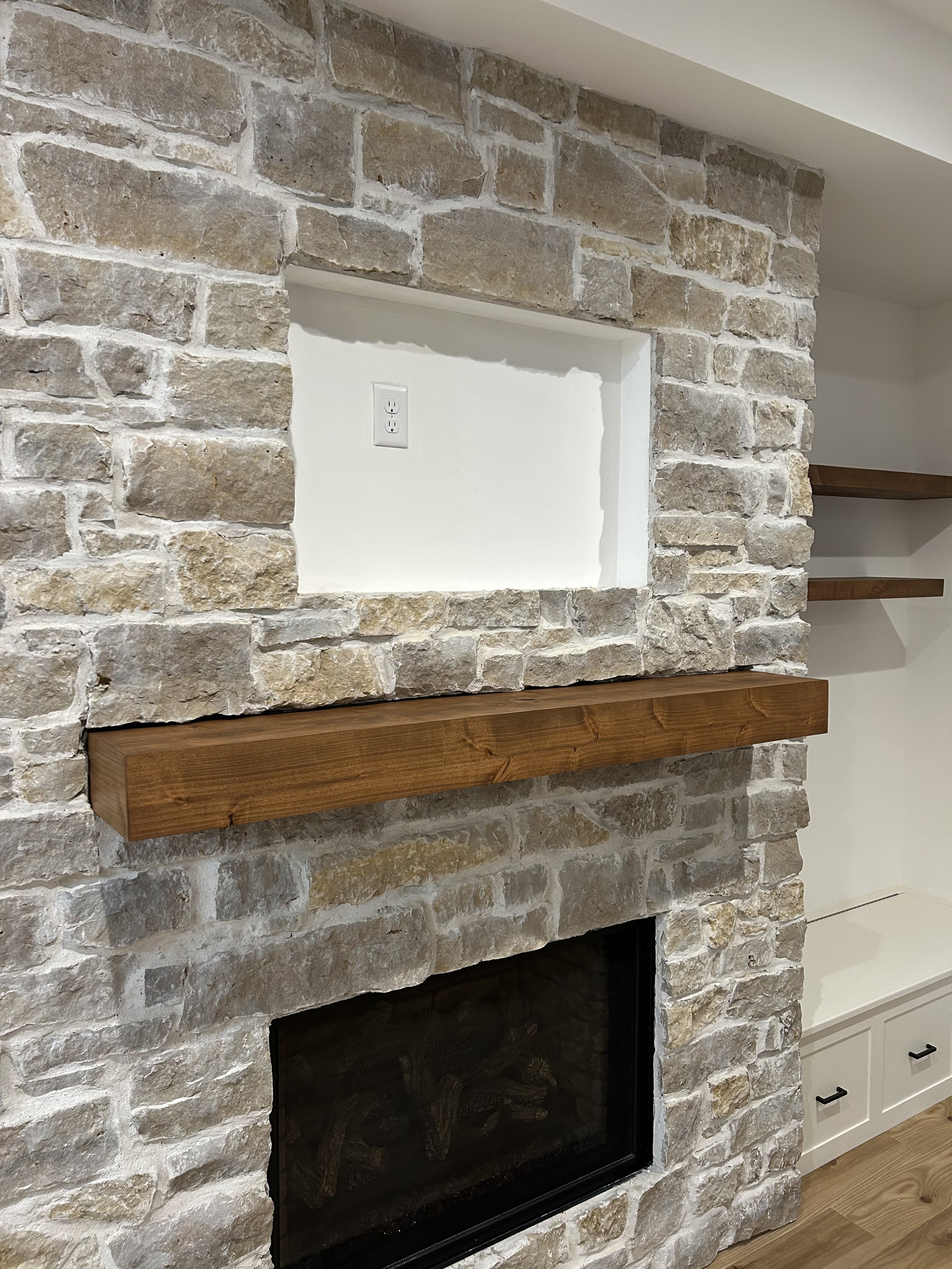 Mantel and floating shelves (pic 2 of 2)