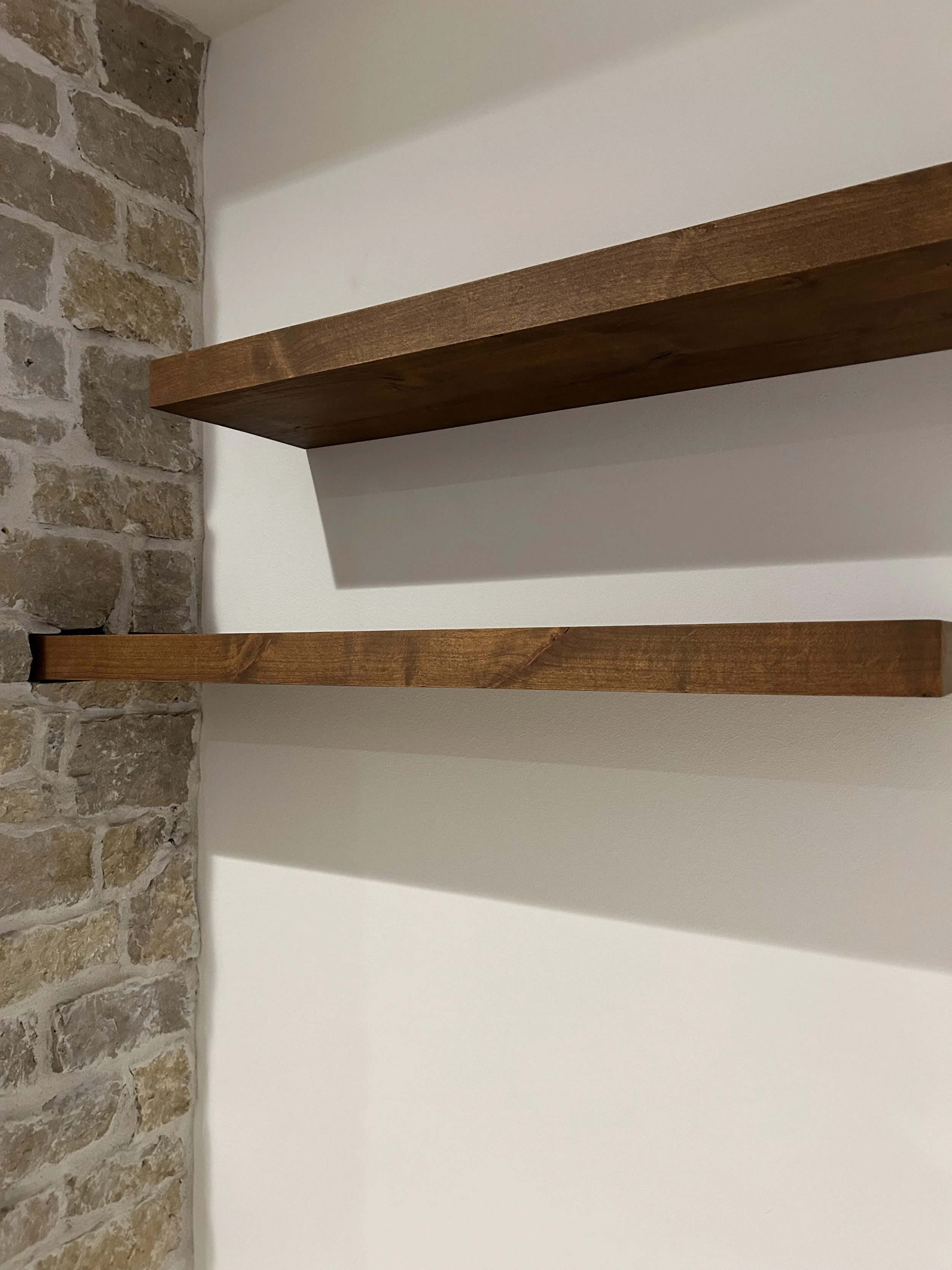 Alder floating shelves.