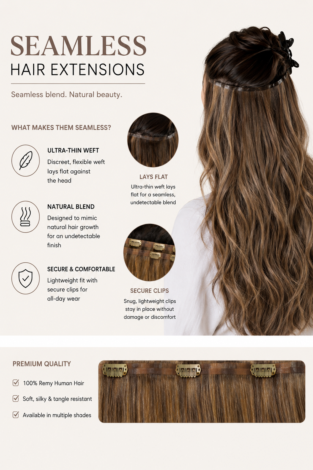 Seamless Clip In Hair Extensions No Exchangesor Returns