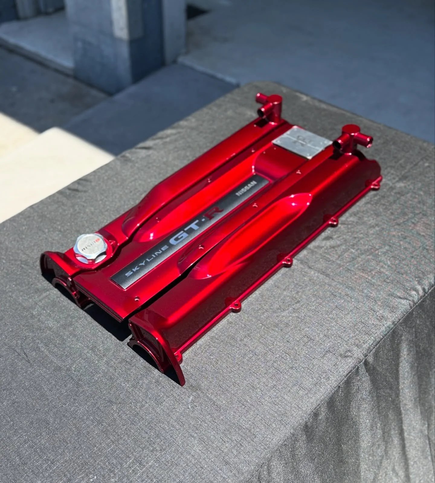 Nissan GTR RB26 covers refinished in PPG Vibrance Candy red 🍭 with some brand new OEM goodies to match!