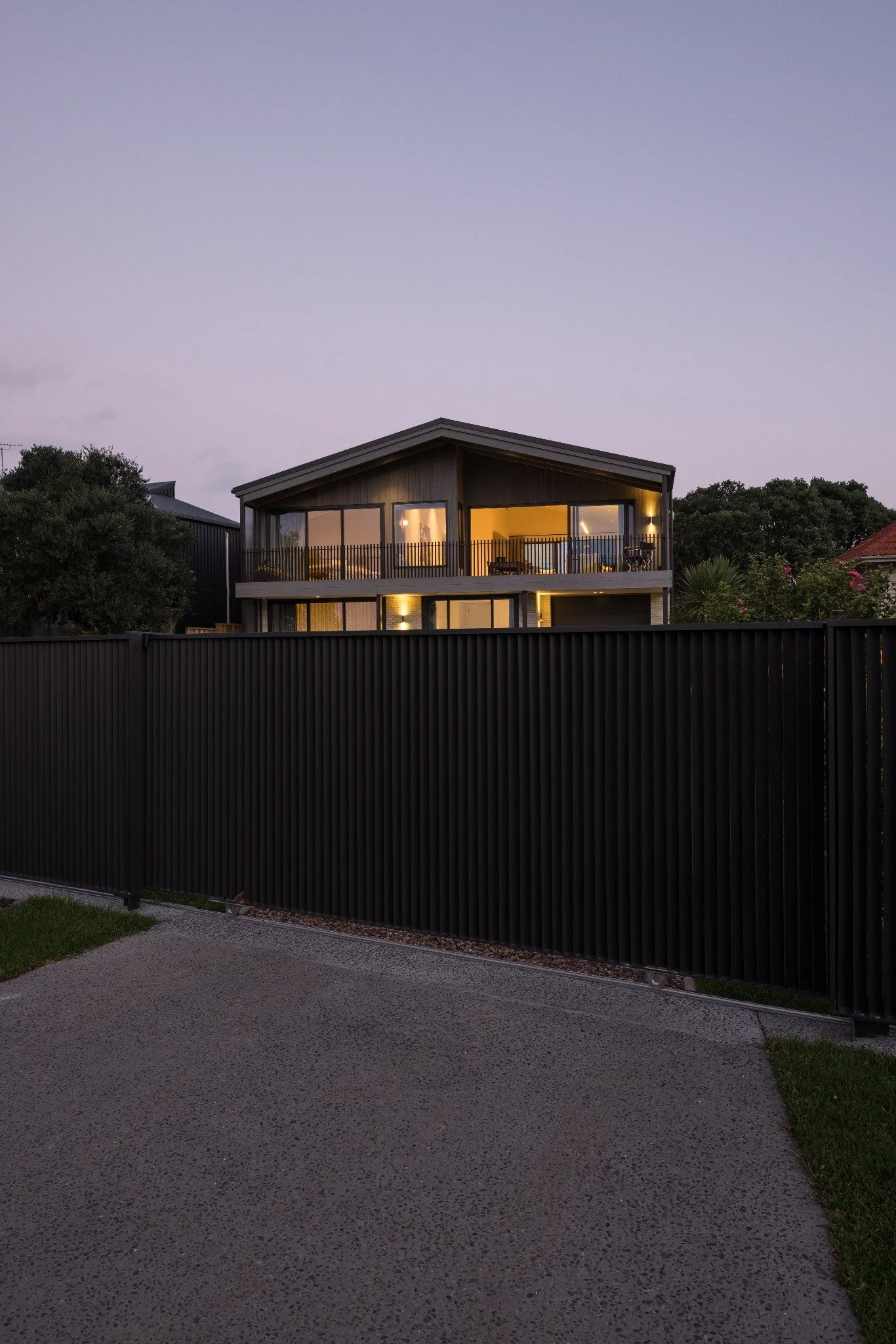 Custom aluminium entrance gate at the North Auckland Coastal Home