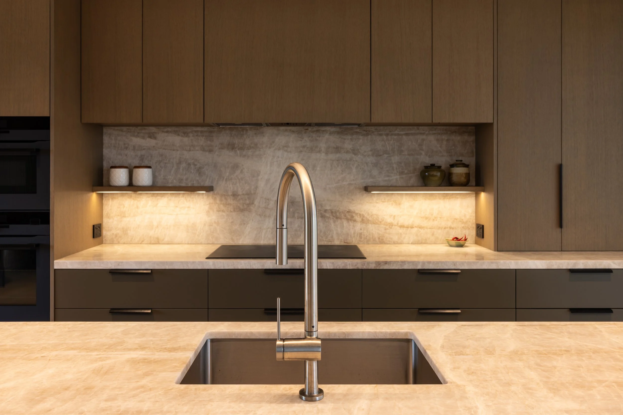 Close-up of kitchen cabinetry and finishes