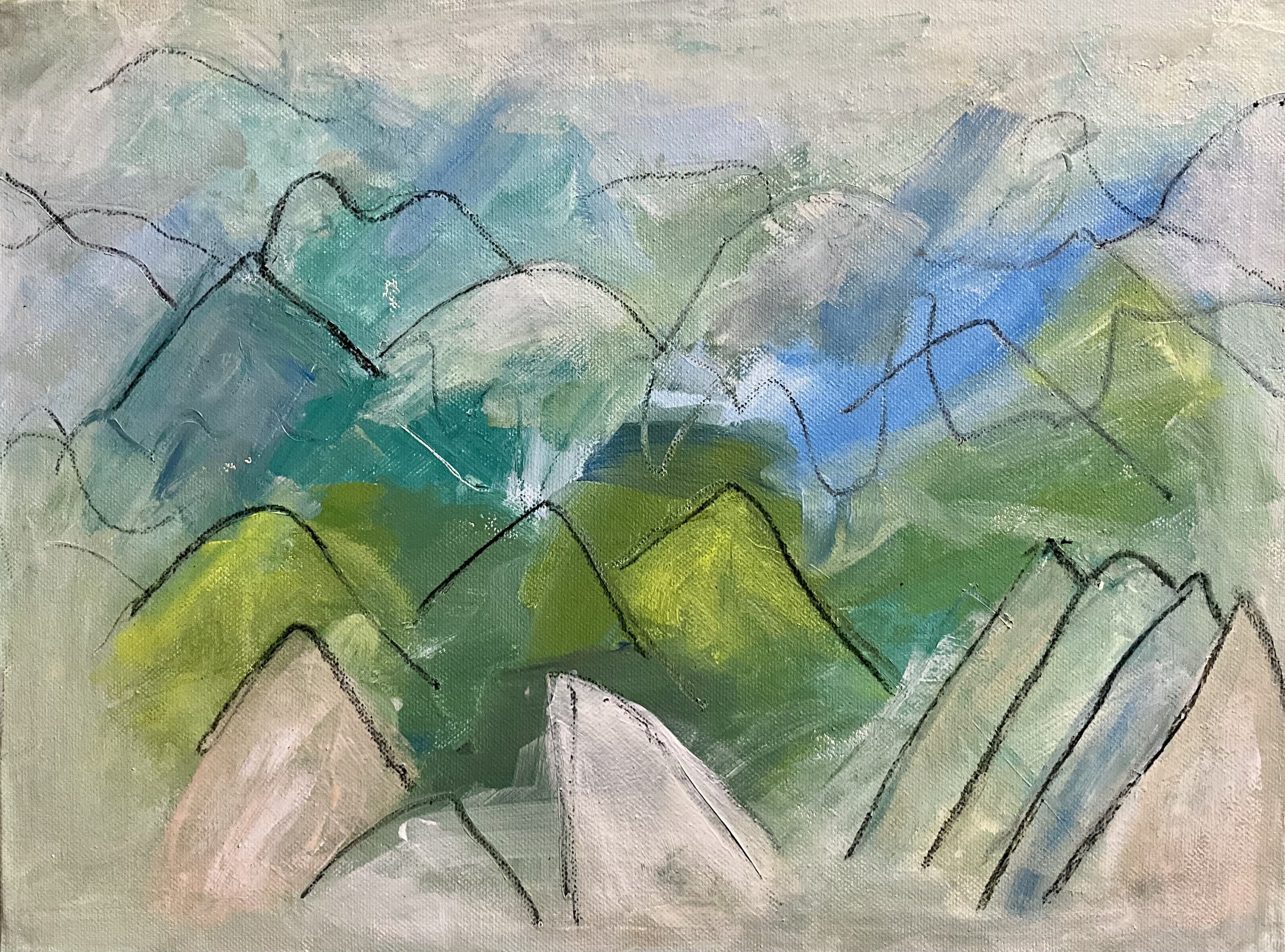 The Softness of Spring — acrylic on canvas board.

This work is about the way spring gently eases the harshness of winter, smoothing those sharp edges into something softer, and the way the light itself turns gentler too.

Layer upon layer of soft pe