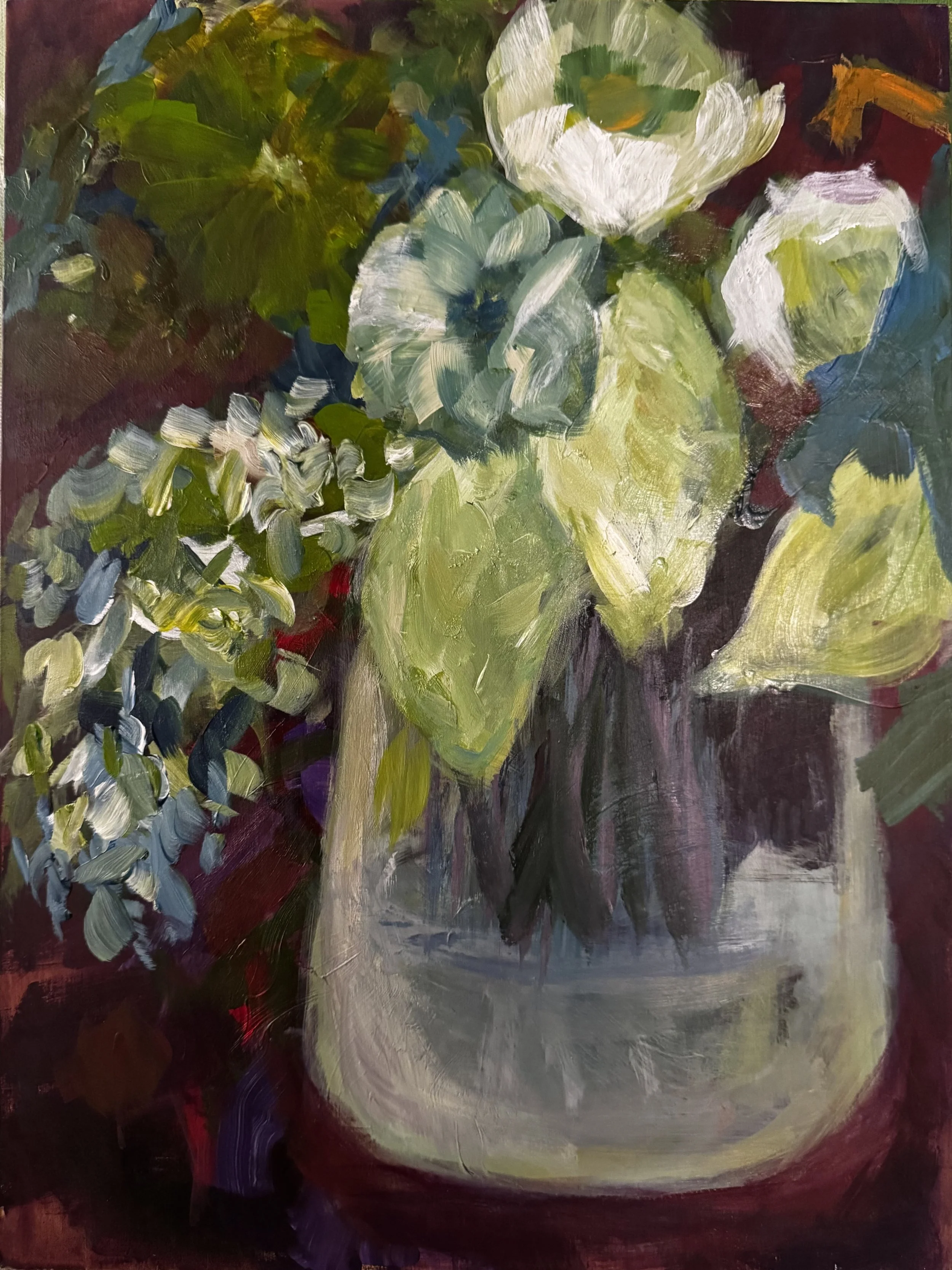 Work in progress: Lilly of the Valley in Blue (diptych) #2 -  - acrylic on board