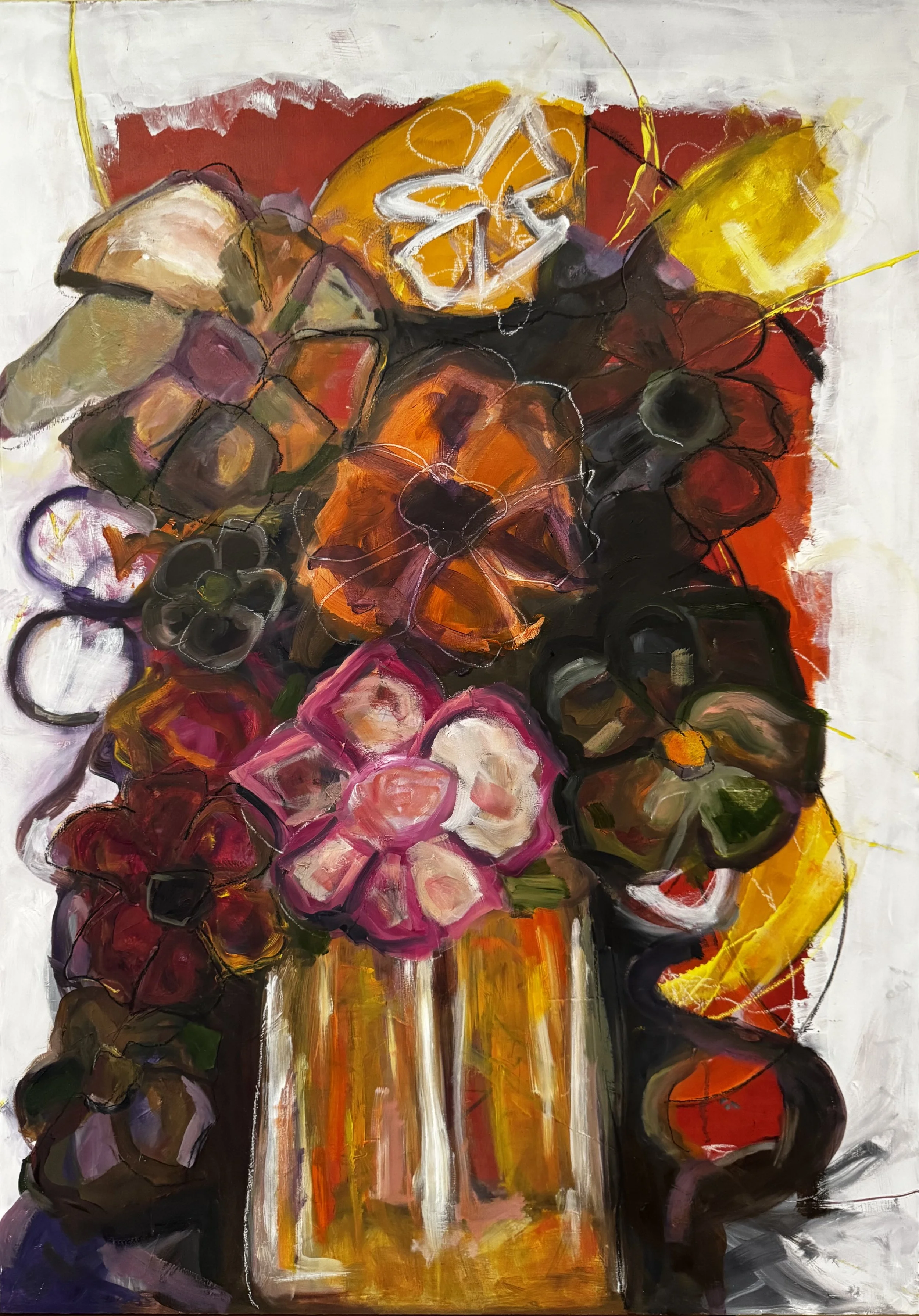 The Story of the Orange Flower World - oil on board 