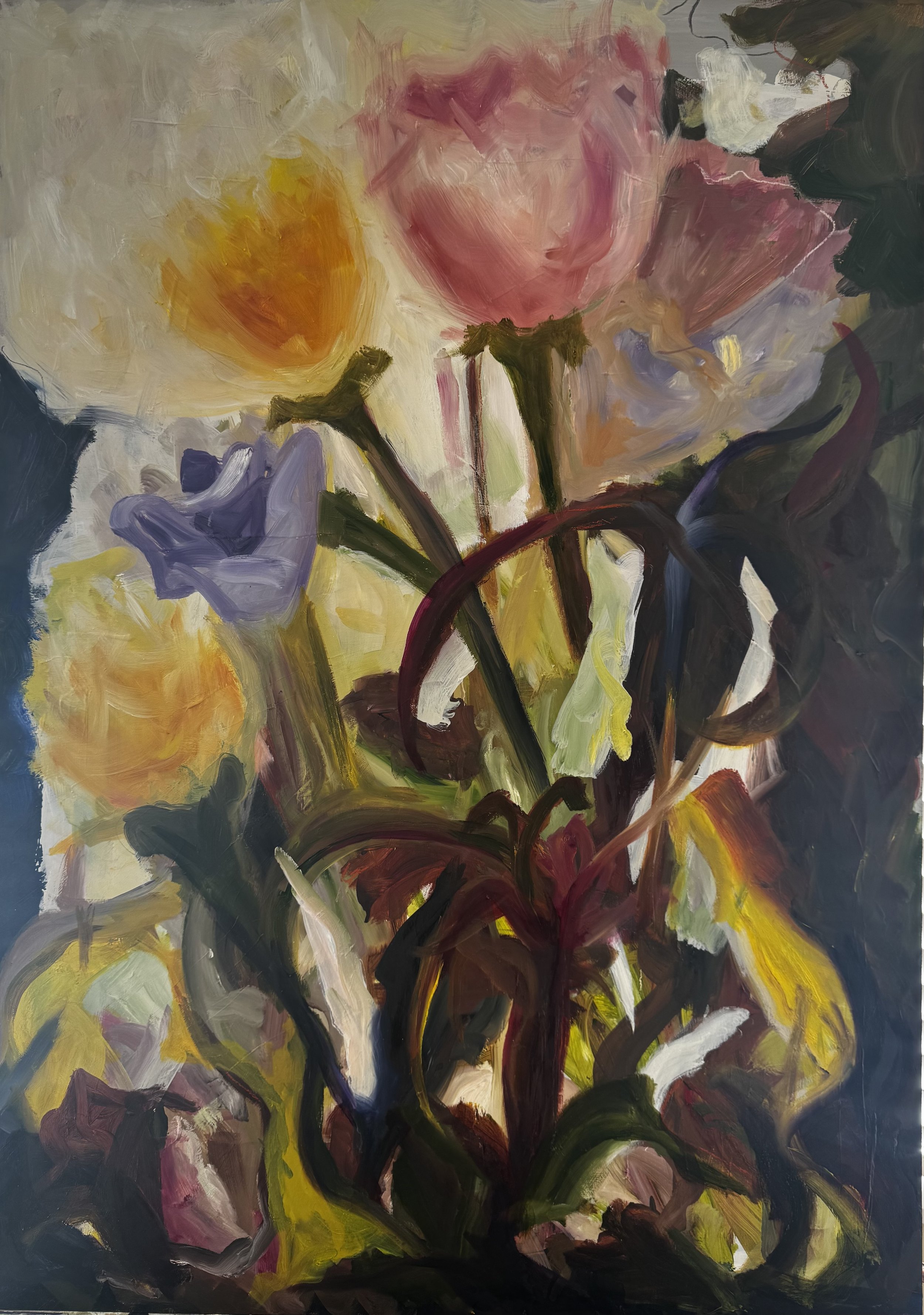 Flowers in My Window in Auckland - oil on board
