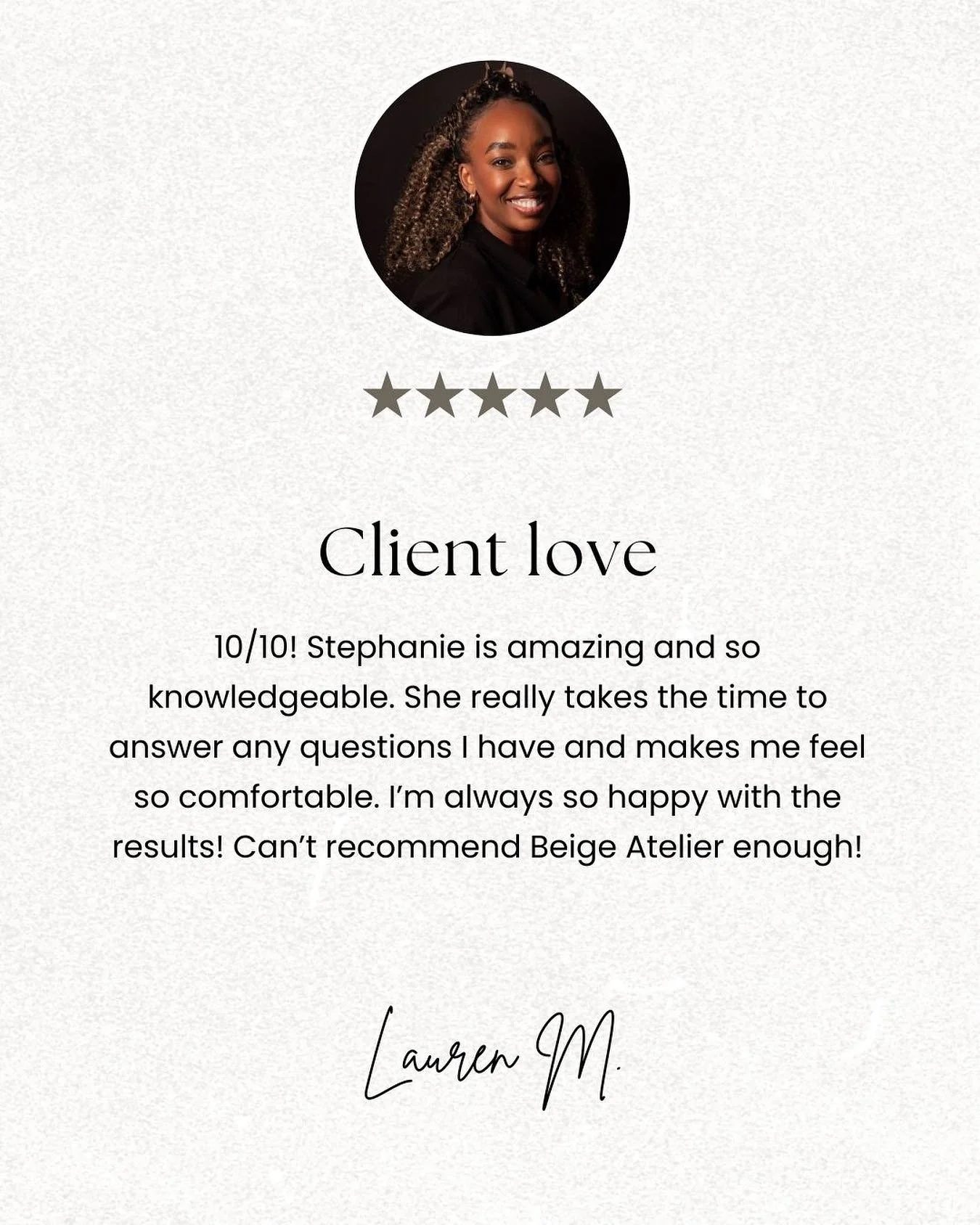 Reviews like this truly mean the world to us 🤍 

Not only do they remind us why we love what we do, but they also help others feel confident in taking that first step toward their own glow ✨

Thank you to everyone who shares their experience your wo