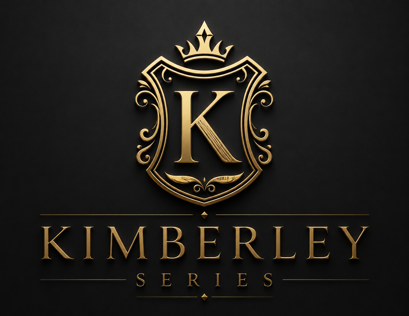 Gold emblem with a large letter 'K' at the center, surrounded by ornate design and a crown on top, with the text 'Kimberley Series' below.