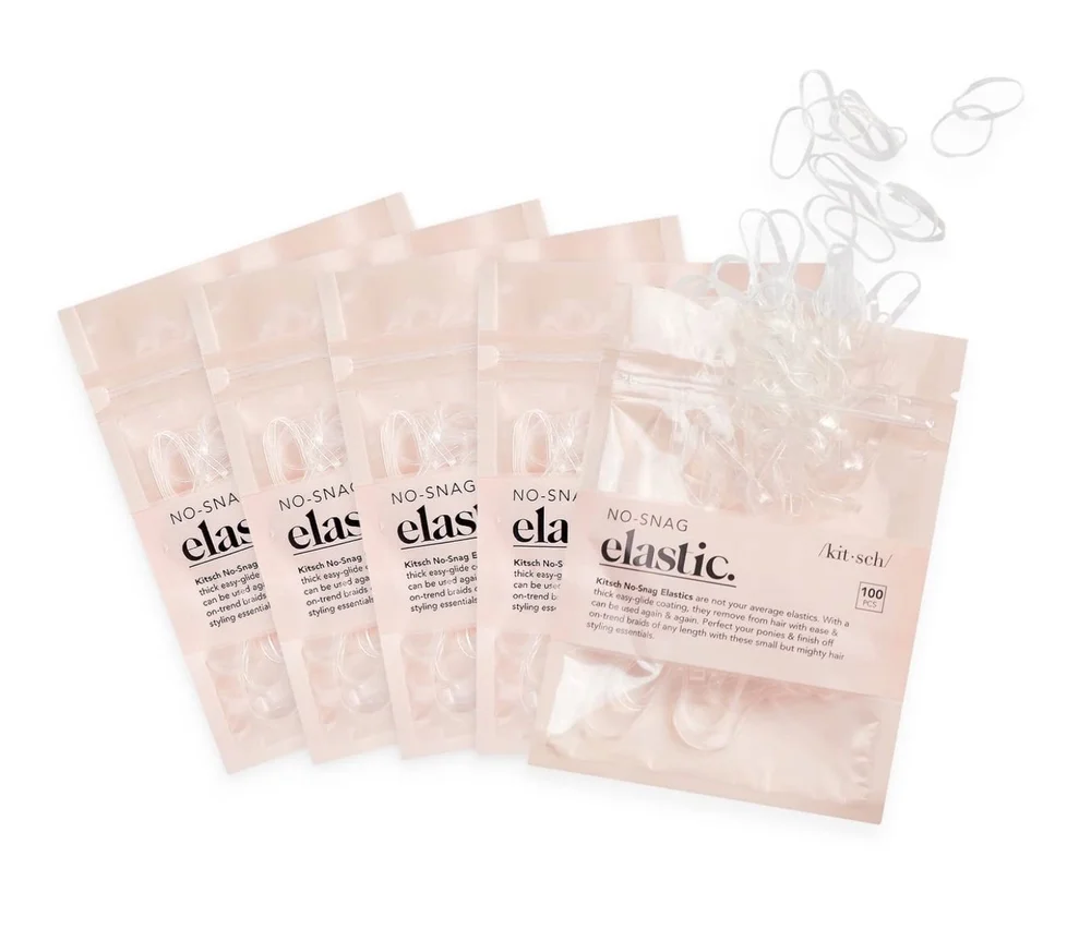 Kitsch No Snag Small Elastic Hair Ties, Rubber Bands for Hair, Baby Hair Ties &amp; Small Hair Ties, Hair Rubber Bands &amp; Elastic Hair Bands, Hair Elastics for Women's Hair, 5pack, 500pcs (Clear)