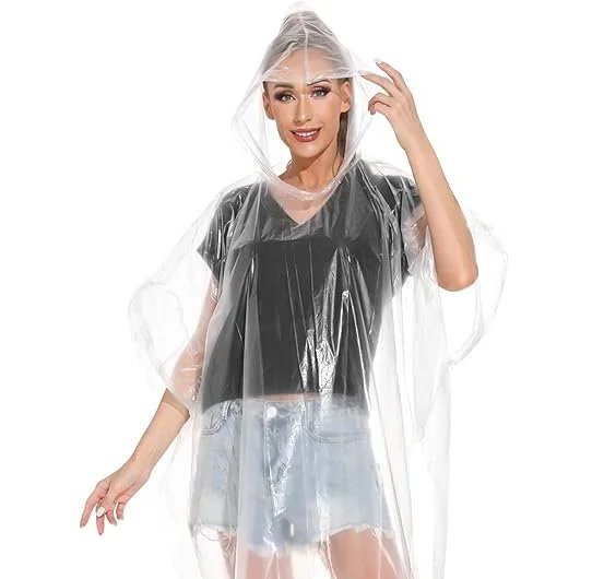 Disposable Rain Ponchos for Adults, Emergency Rain Poncho for Camping Hiking Travelling