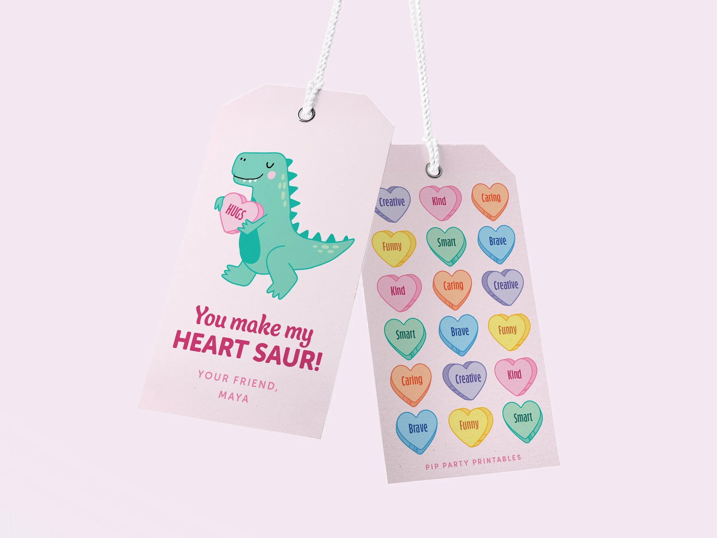 Dinosaur Valentine's Day Tags